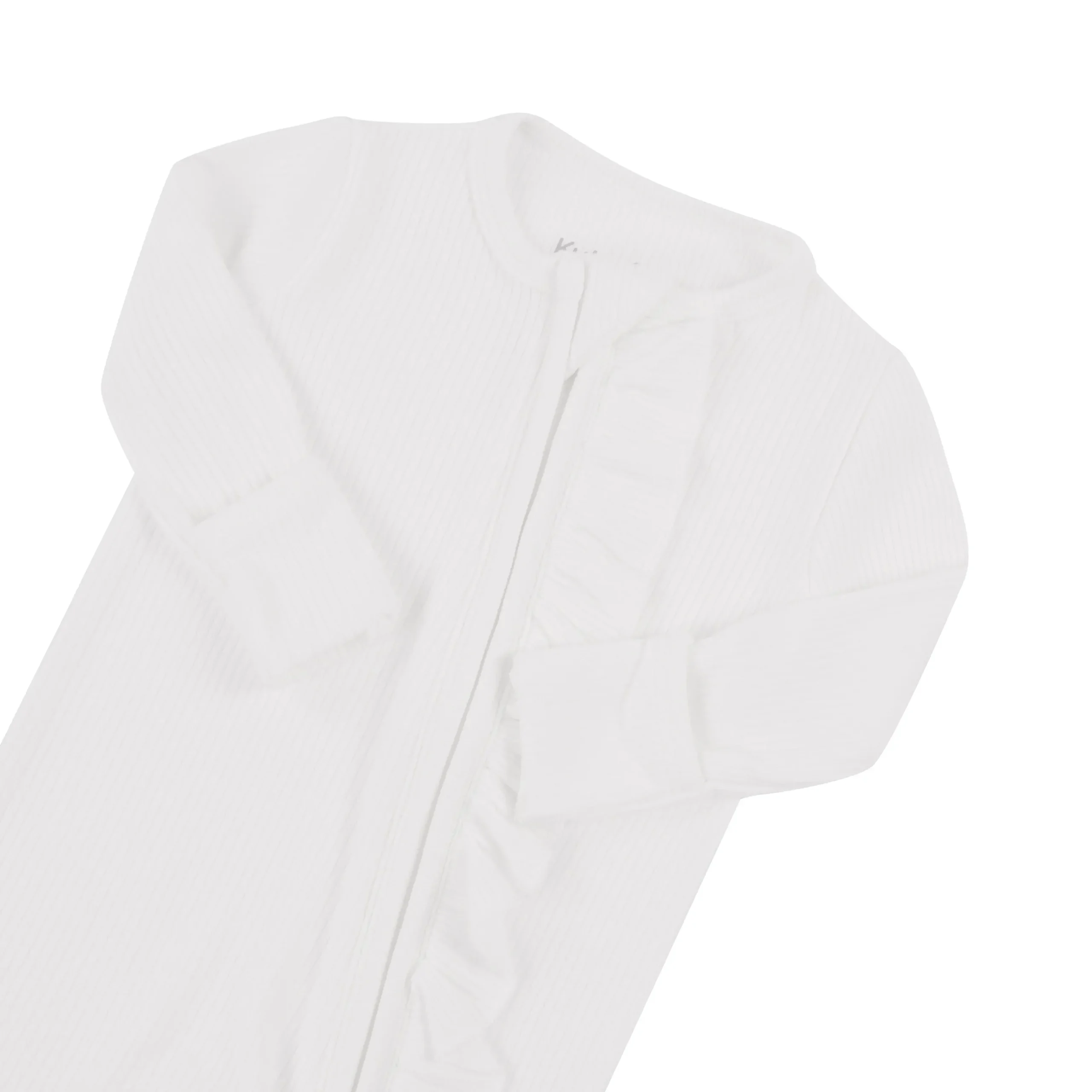 Best Kyte Baby Ribbed Ruffle Zipper Romper in Cloud