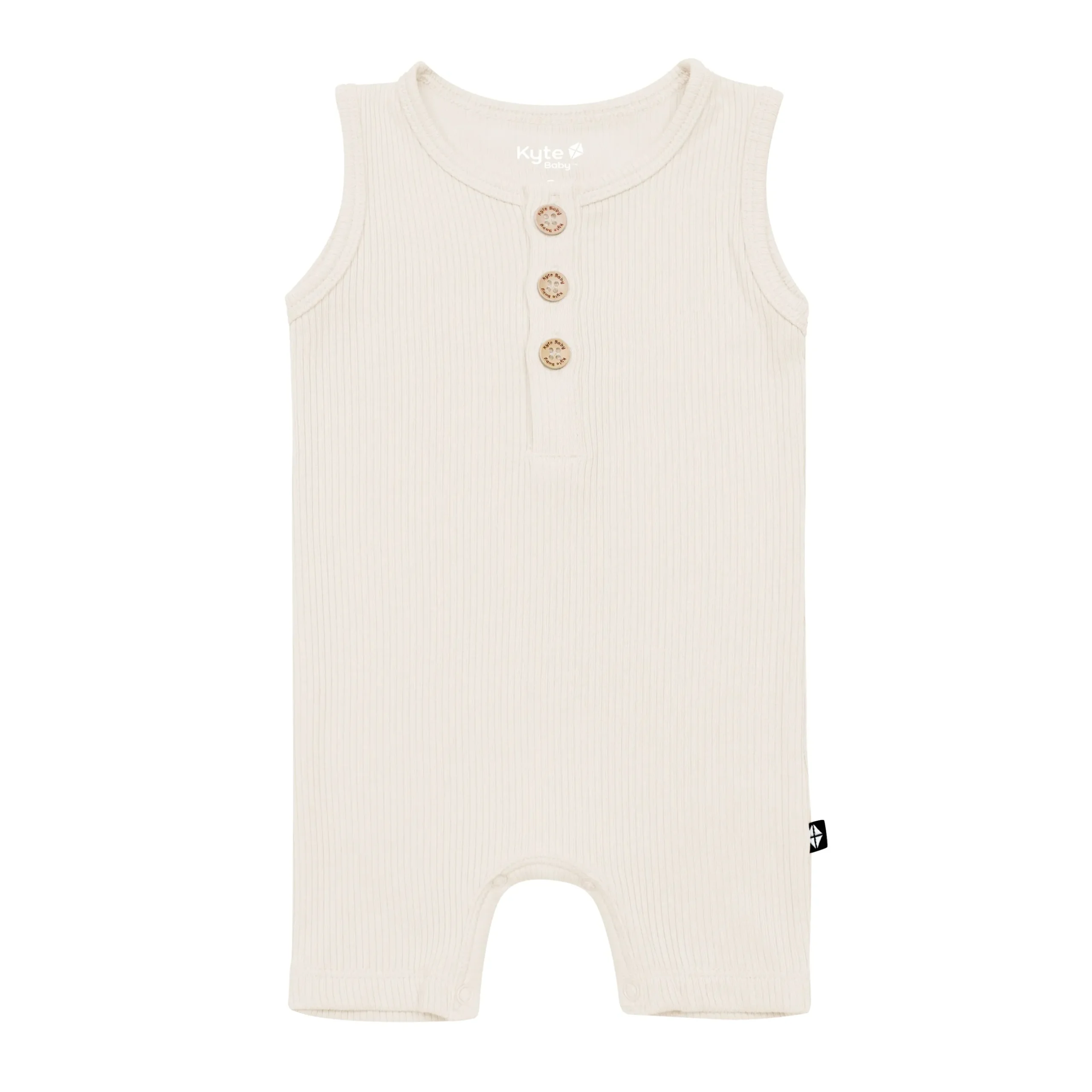 Sale Kyte Baby Ribbed Sleeveless Shortall in Oat