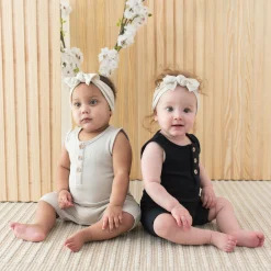 Sale Kyte Baby Ribbed Sleeveless Shortall in Oat