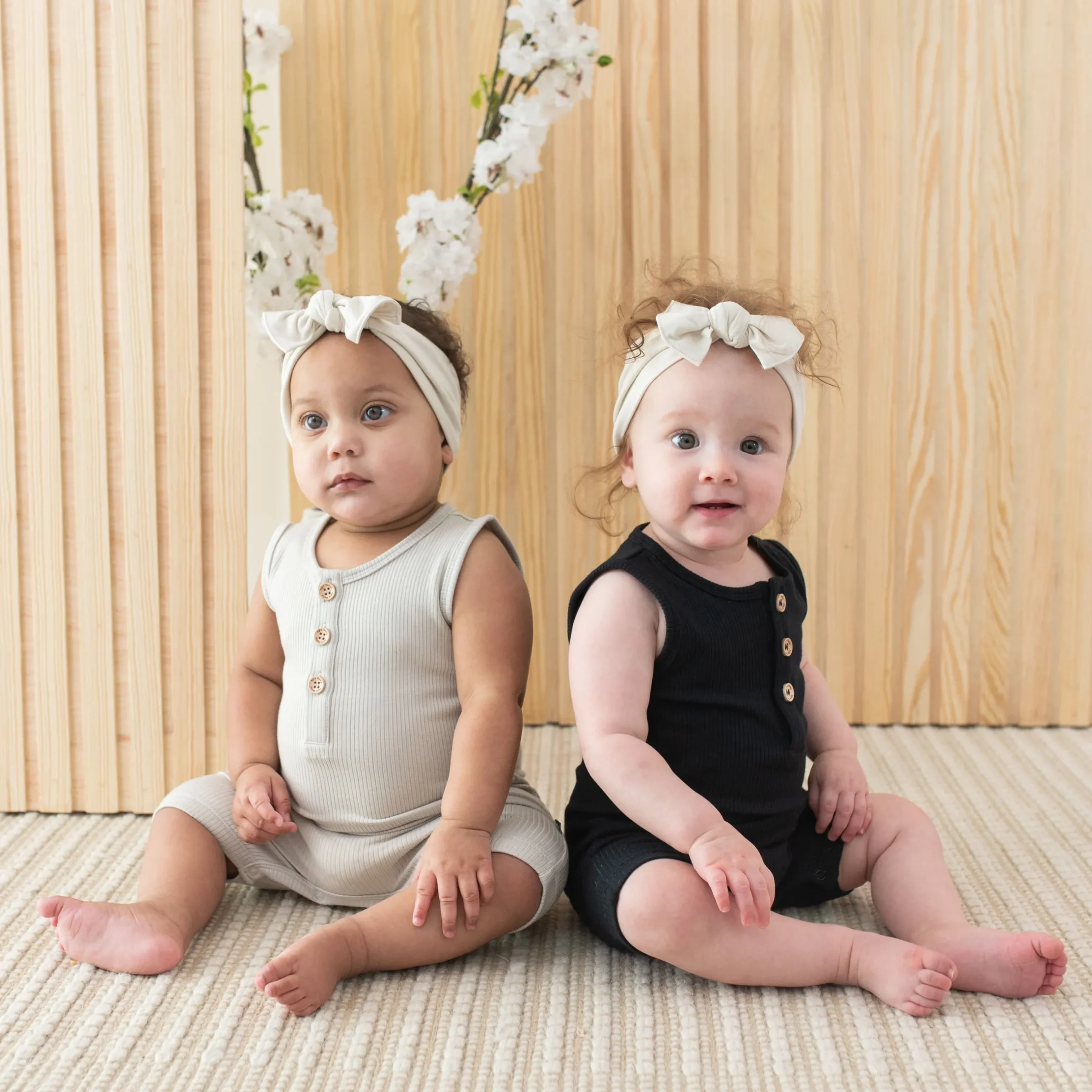 Sale Kyte Baby Ribbed Sleeveless Shortall in Oat