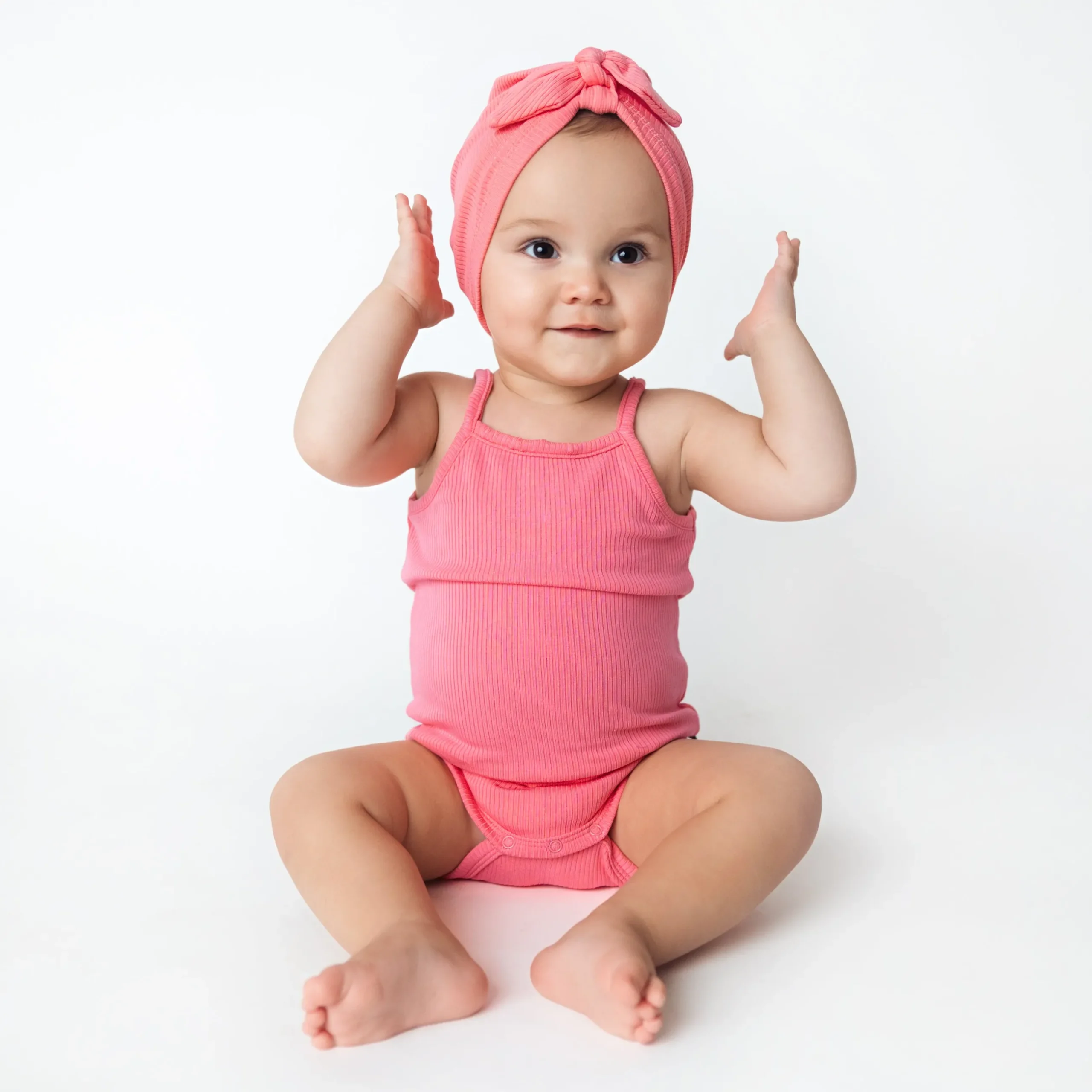 Discount Kyte Baby Ribbed Spaghetti Strap Bodysuit in Guava