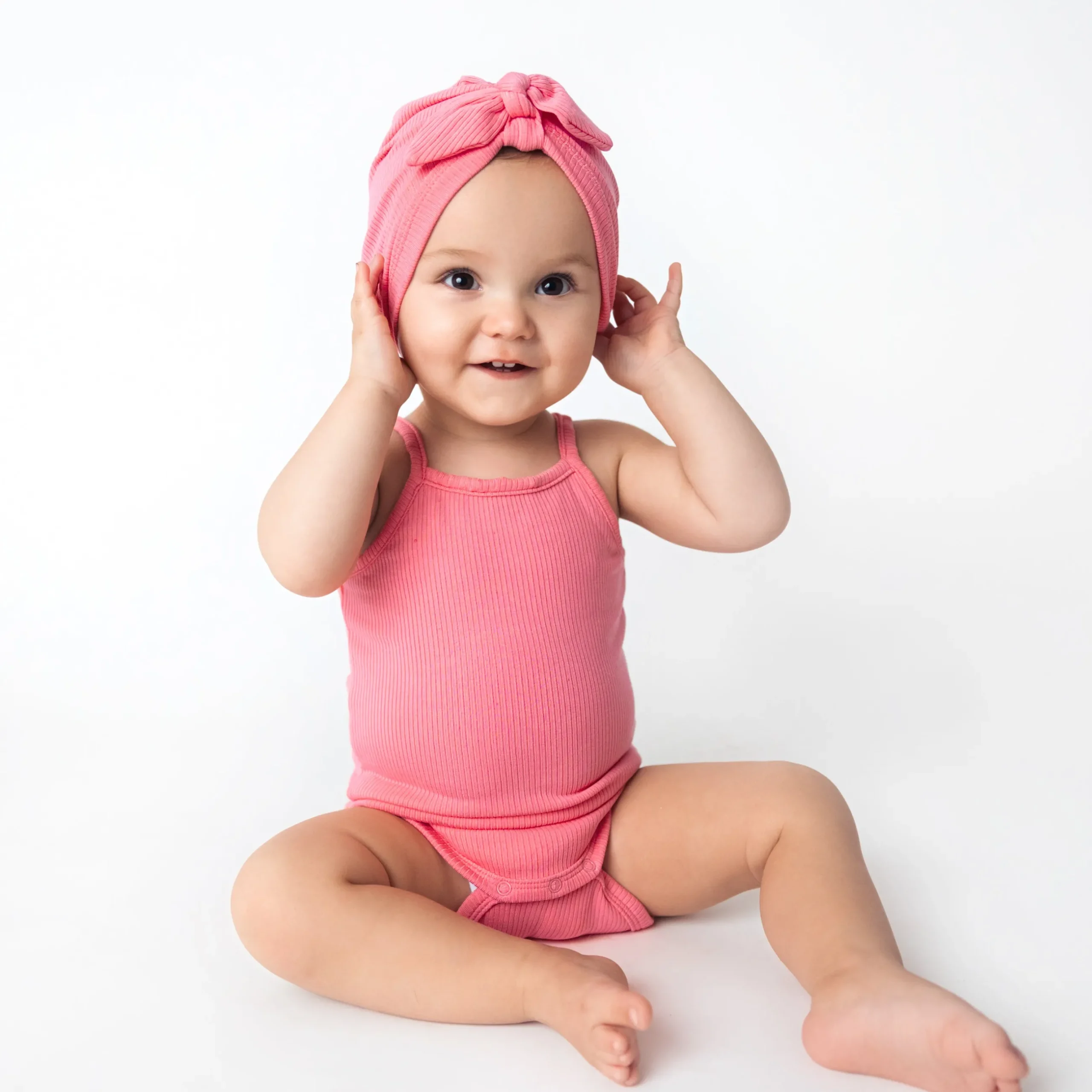 Discount Kyte Baby Ribbed Spaghetti Strap Bodysuit in Guava