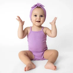 Hot Kyte Baby Ribbed Spaghetti Strap Bodysuit in Poi
