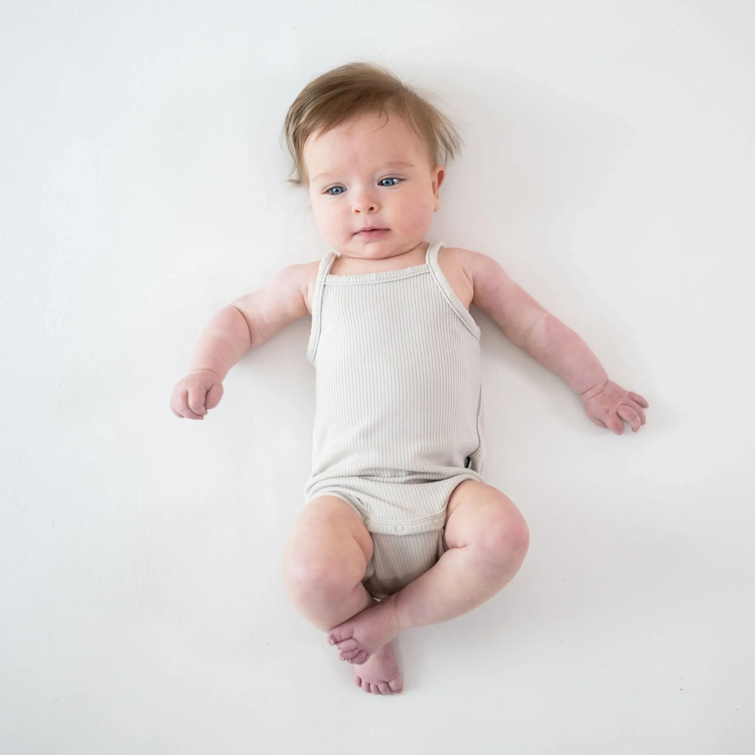 Best Kyte Baby Ribbed Spaghetti Strap Bodysuit in Oat