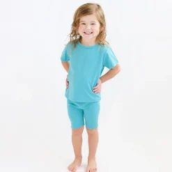 New Kyte Baby Ribbed Toddler Biker Shorts in Makai
