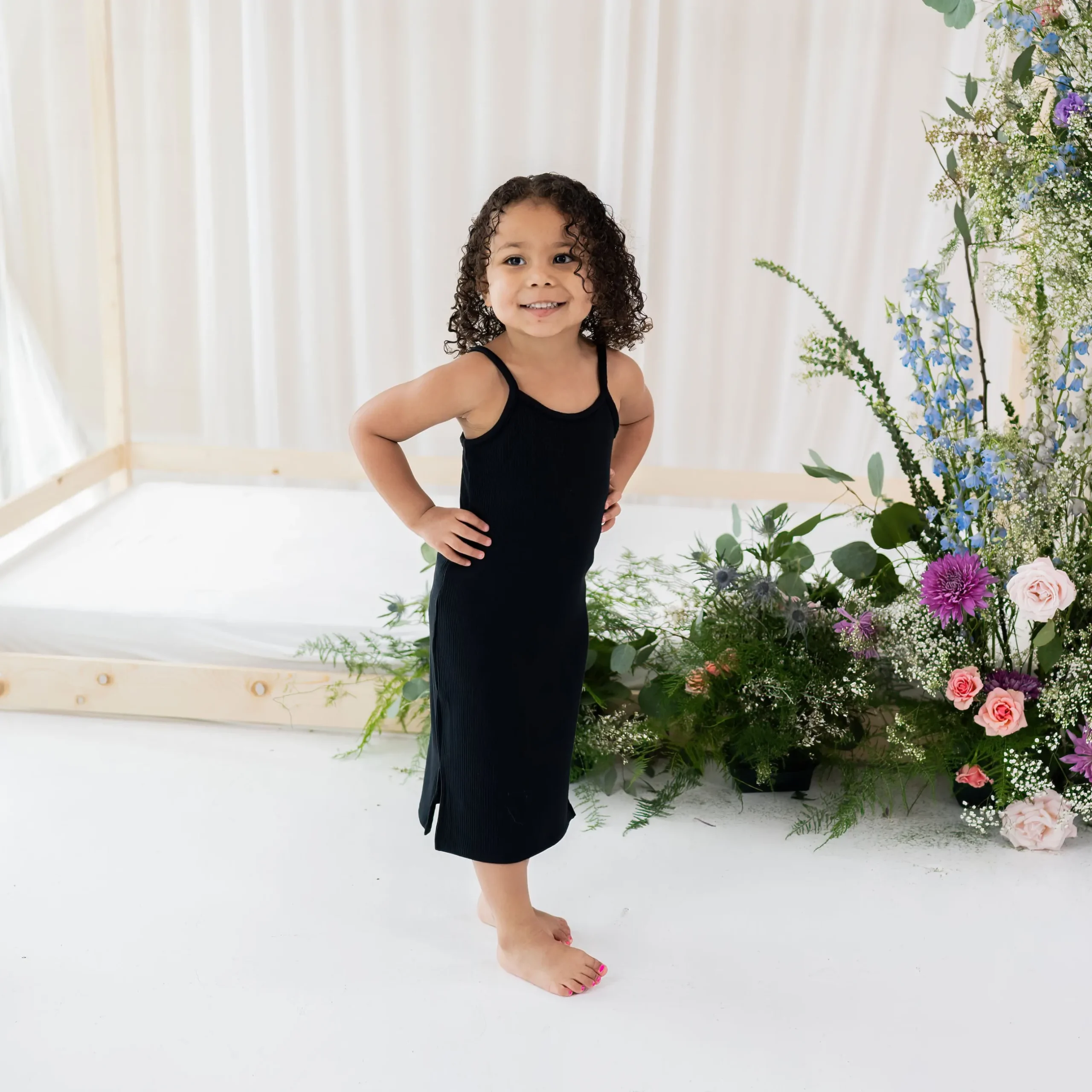 Best Kyte Baby Ribbed Toddler Cami Dress in Midnight