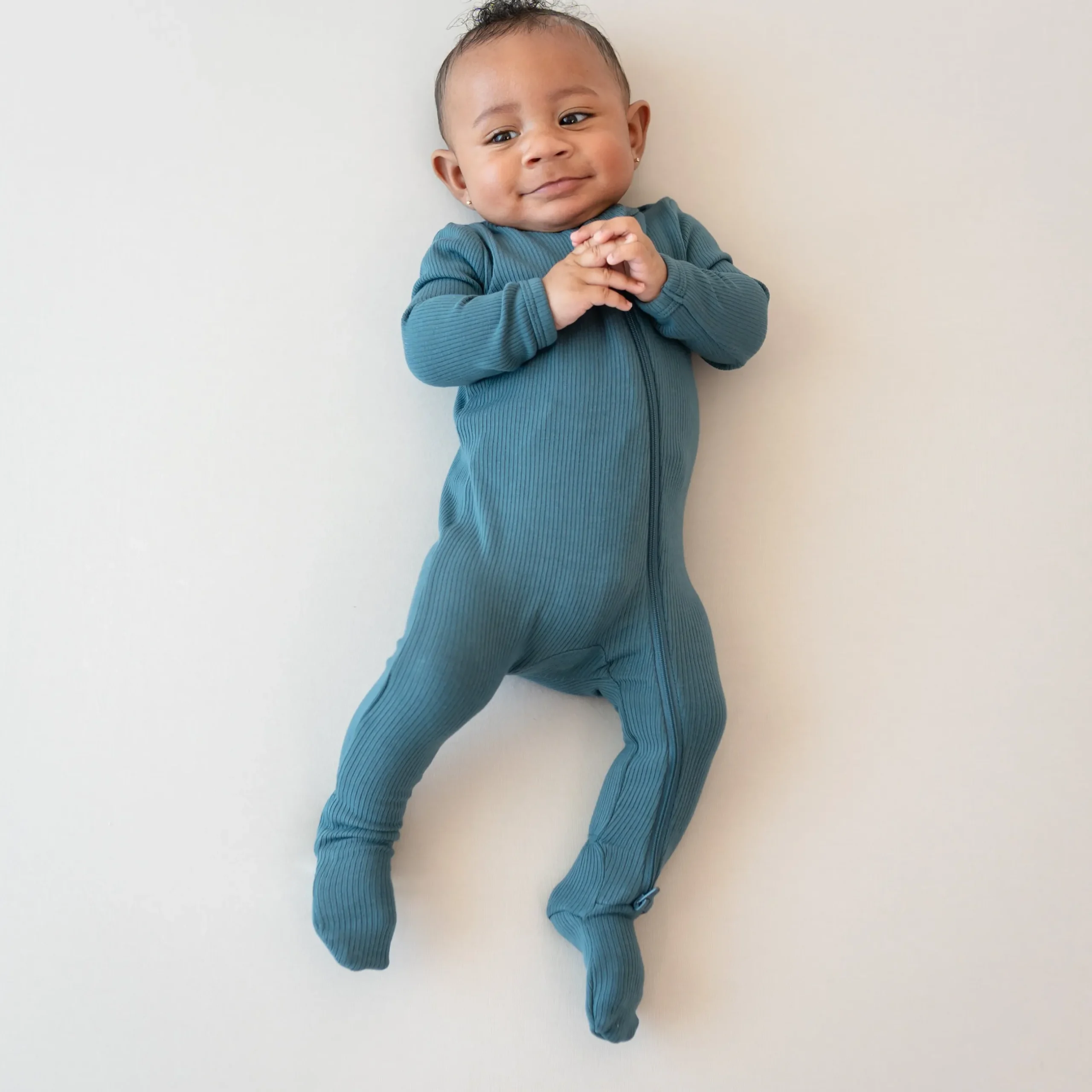 Online Kyte Baby Ribbed Zipper Footie in Atlantic