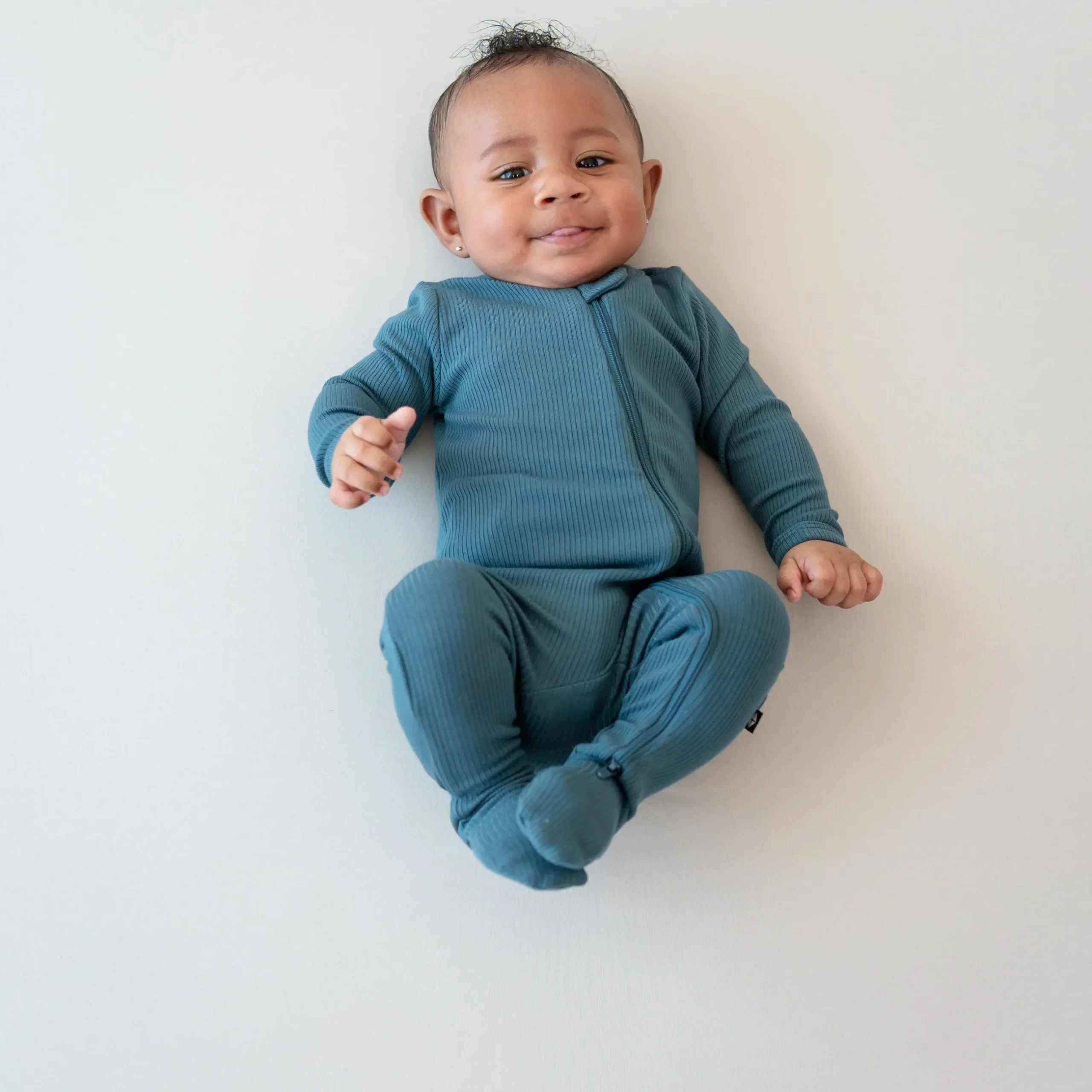Online Kyte Baby Ribbed Zipper Footie in Atlantic