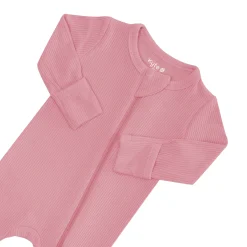 Hot Kyte Baby Ribbed Zipper Footie in Apple Blossom