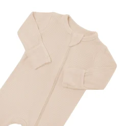 Clearance Kyte Baby Ribbed Zipper Footie in Bisque