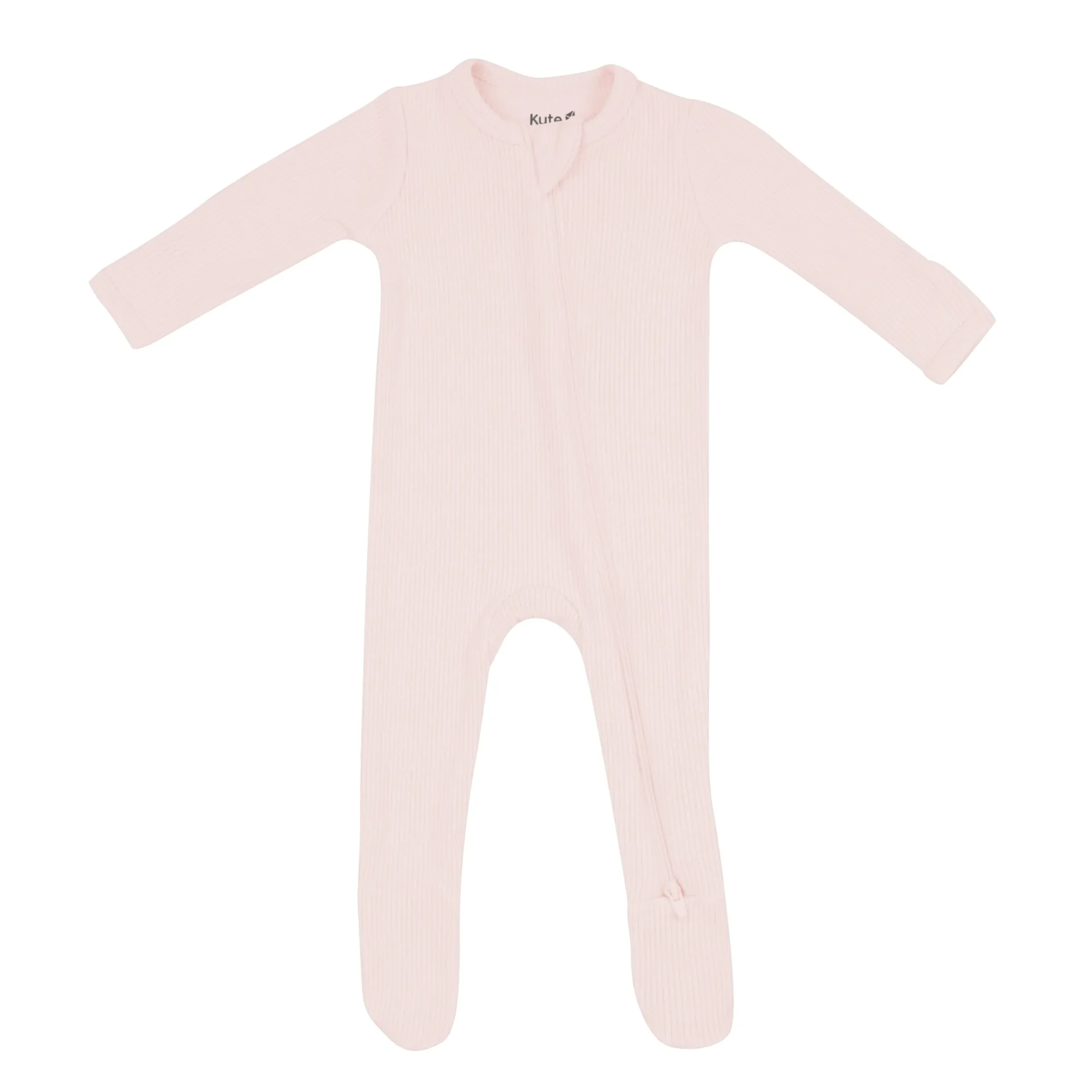 Clearance Kyte Baby Ribbed Zipper Footie in Blush