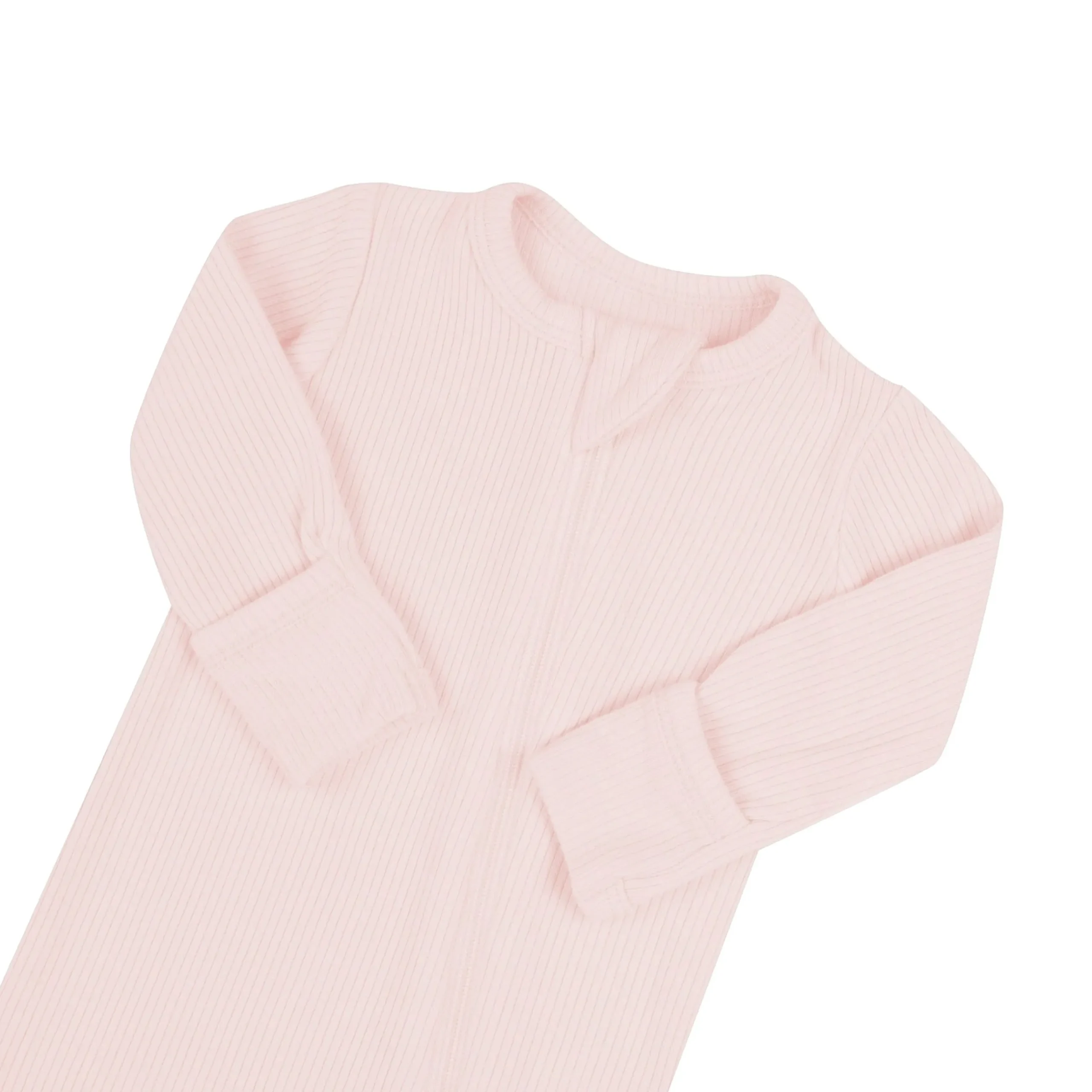 Clearance Kyte Baby Ribbed Zipper Footie in Blush