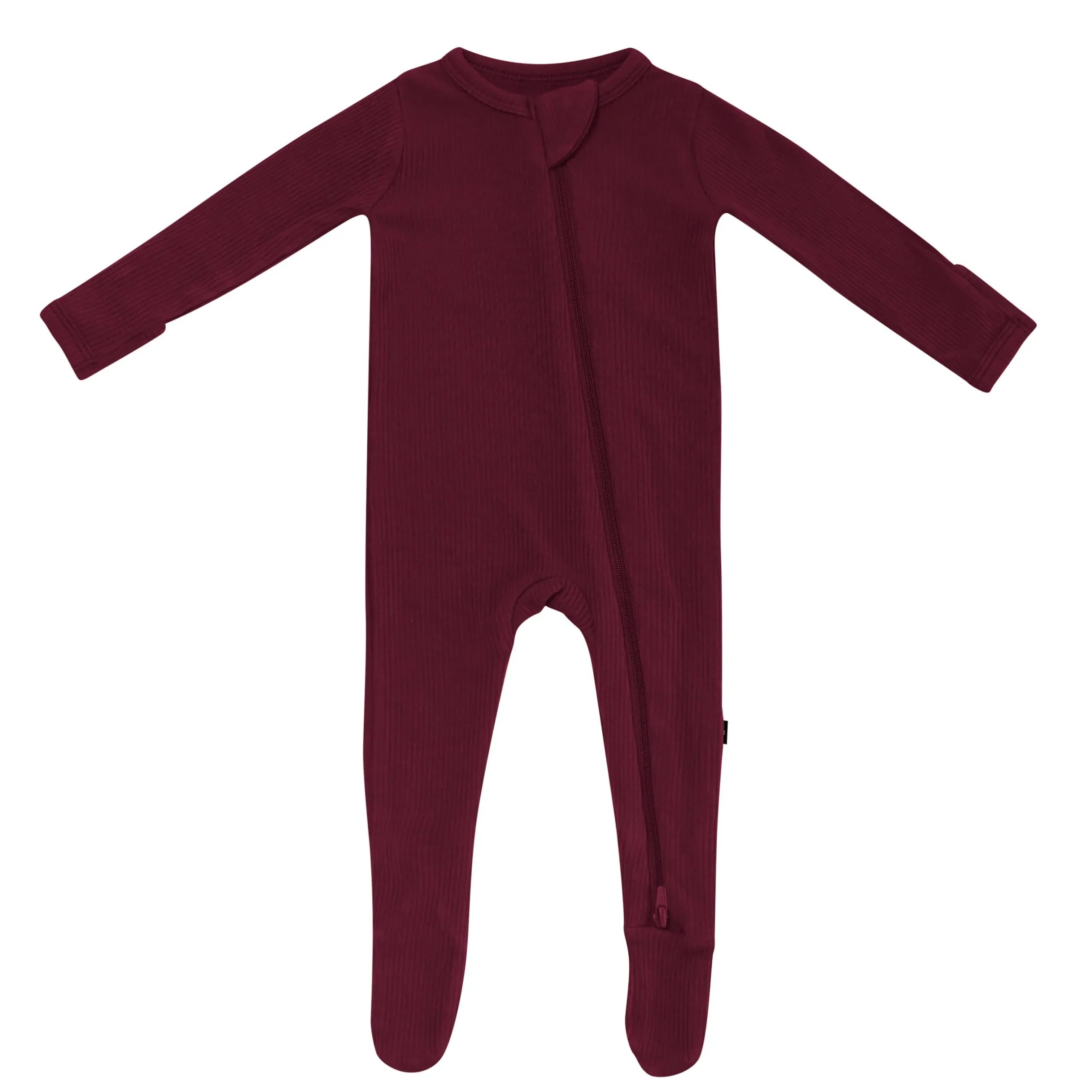 Clearance Kyte Baby Ribbed Zipper Footie in Burgundy
