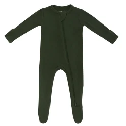 New Kyte Baby Ribbed Zipper Footie in Fir