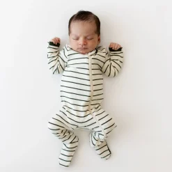 Discount Kyte Baby Ribbed Zipper Footie in Fir Stripe