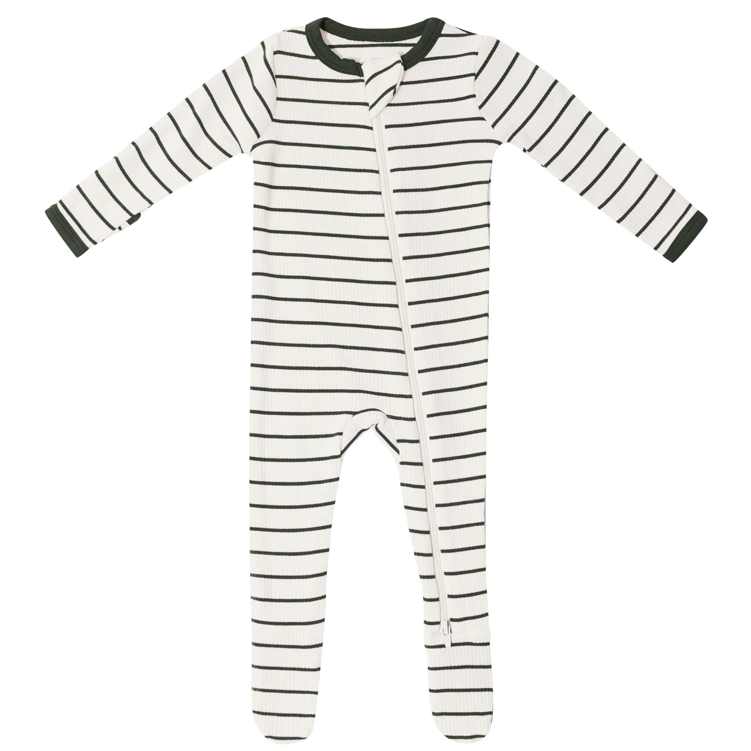 Discount Kyte Baby Ribbed Zipper Footie in Fir Stripe