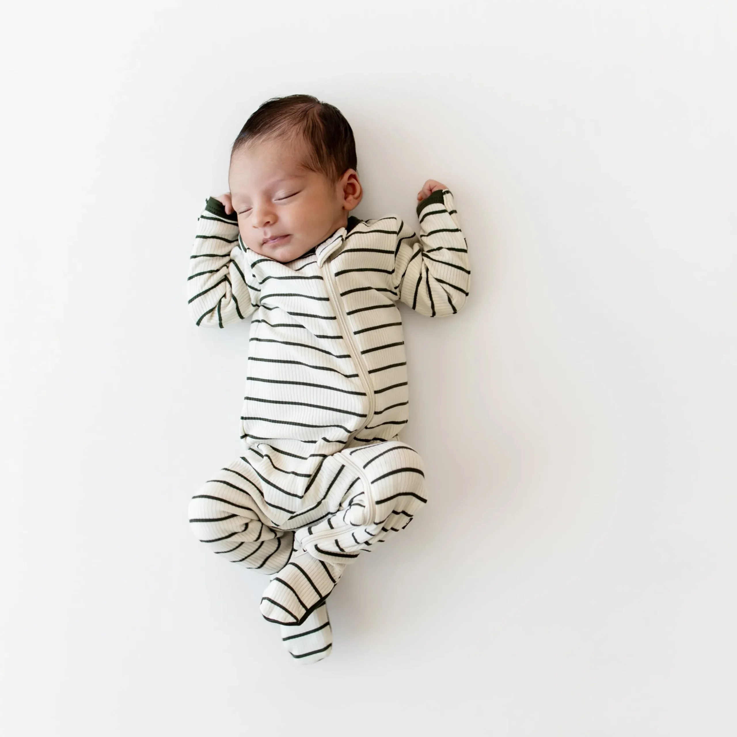 Discount Kyte Baby Ribbed Zipper Footie in Fir Stripe