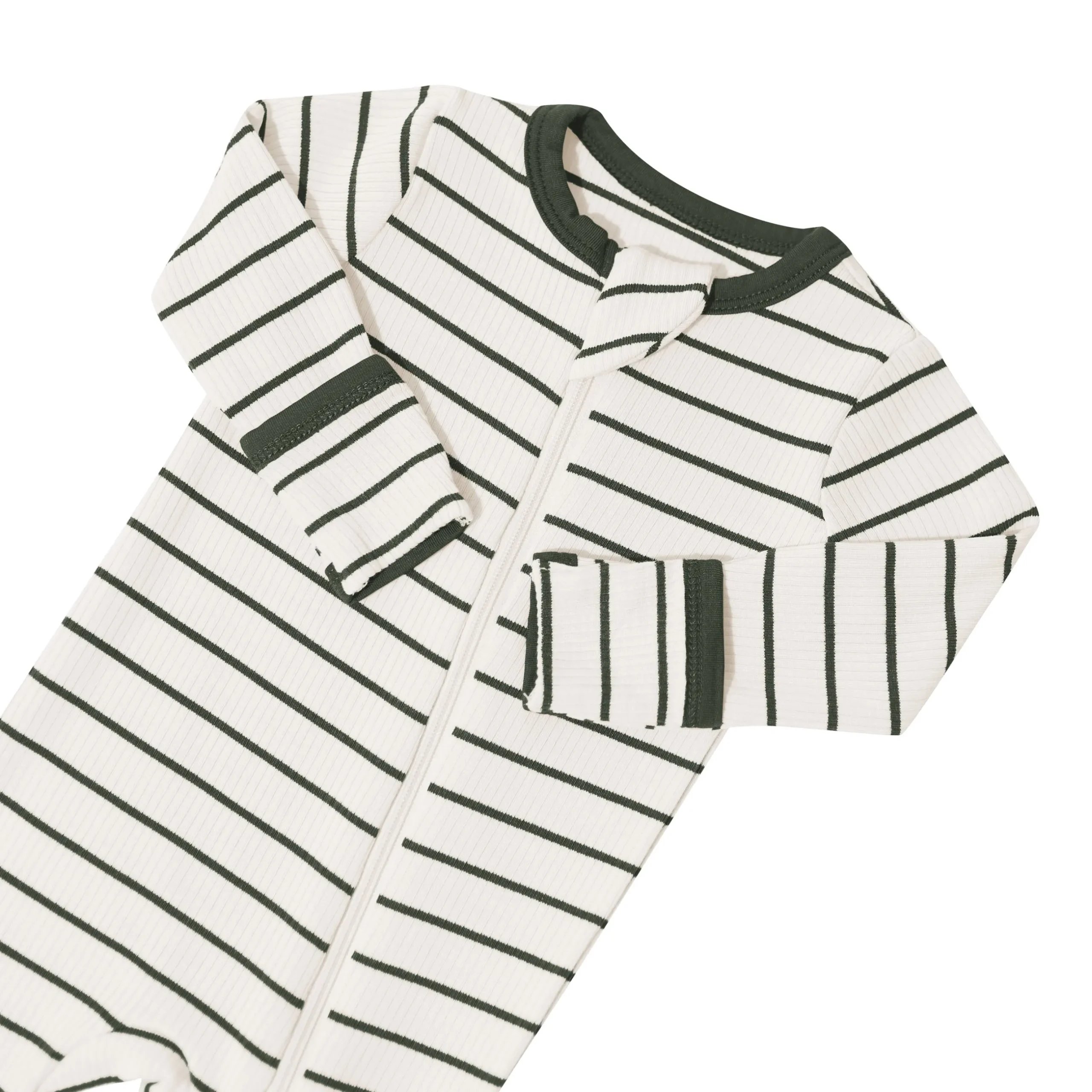 Discount Kyte Baby Ribbed Zipper Footie in Fir Stripe