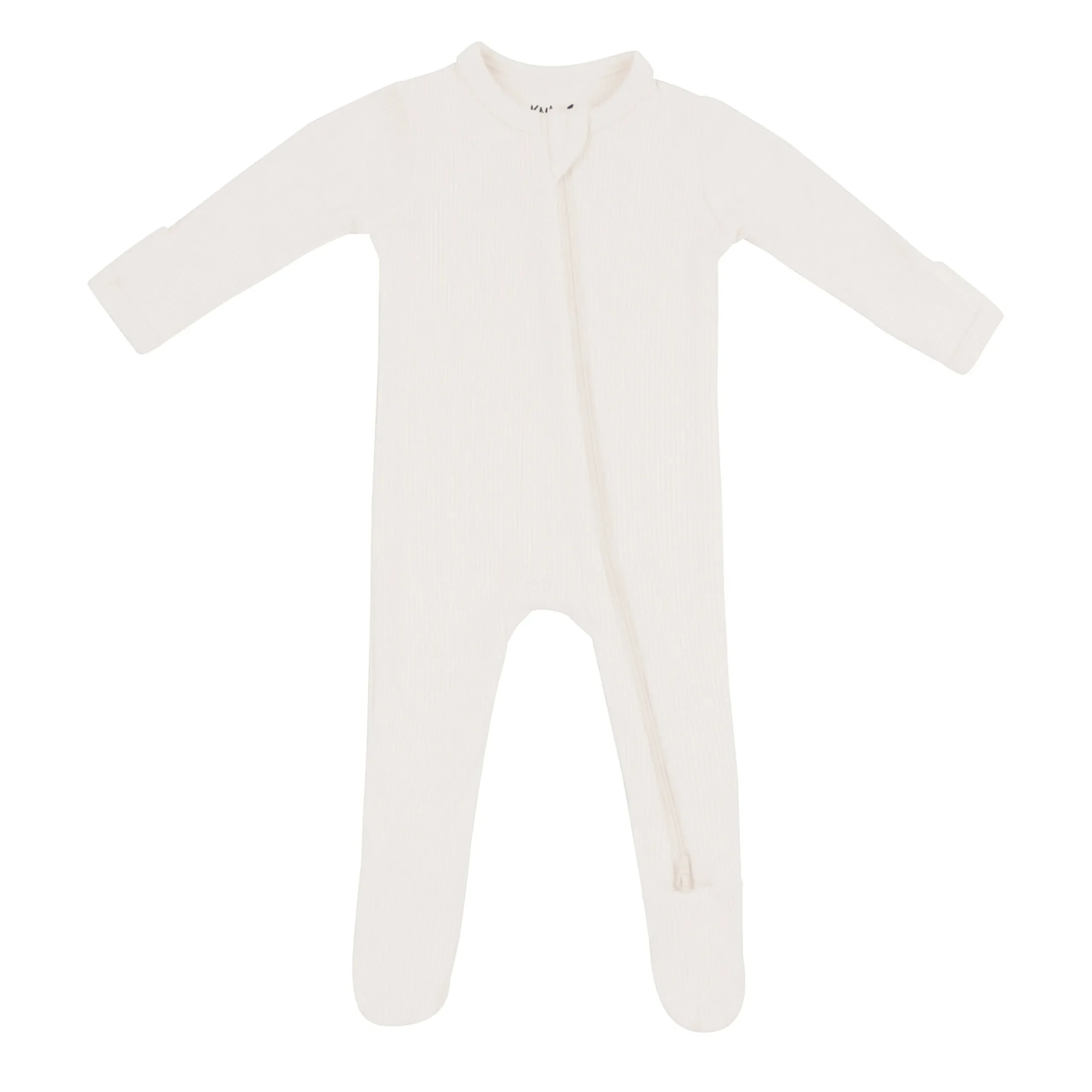 Clearance Kyte Baby Ribbed Zipper Footie in Oat