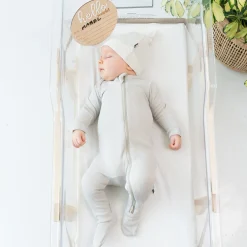 Clearance Kyte Baby Ribbed Zipper Footie in Oat