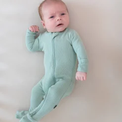 Online Kyte Baby Ribbed Zipper Footie in Sage