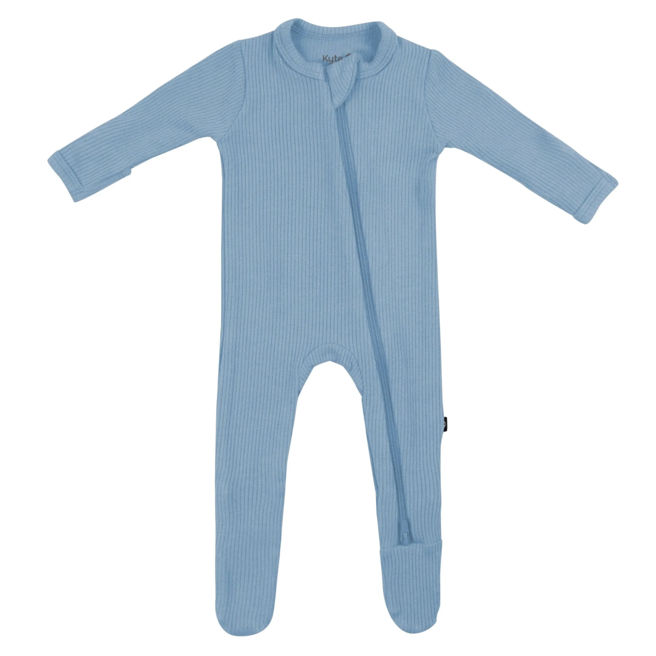 Sale Kyte Baby Ribbed Zipper Footie in Slate