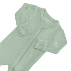 New Kyte Baby Ribbed Zipper Footie in Thyme