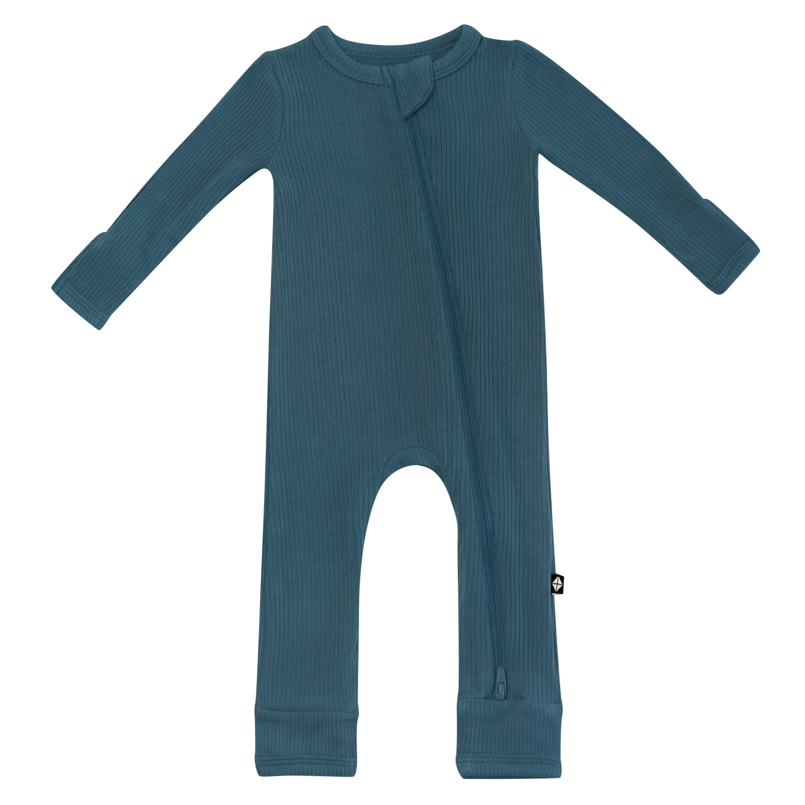 Kyte Baby Ribbed Zipper Romper in Atlantic