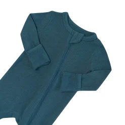 Kyte Baby Ribbed Zipper Romper in Atlantic