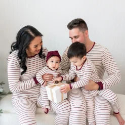 Sale Kyte Baby Ribbed Zipper Romper in Burgundy Stripe