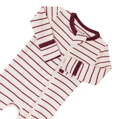 Sale Kyte Baby Ribbed Zipper Romper in Burgundy Stripe