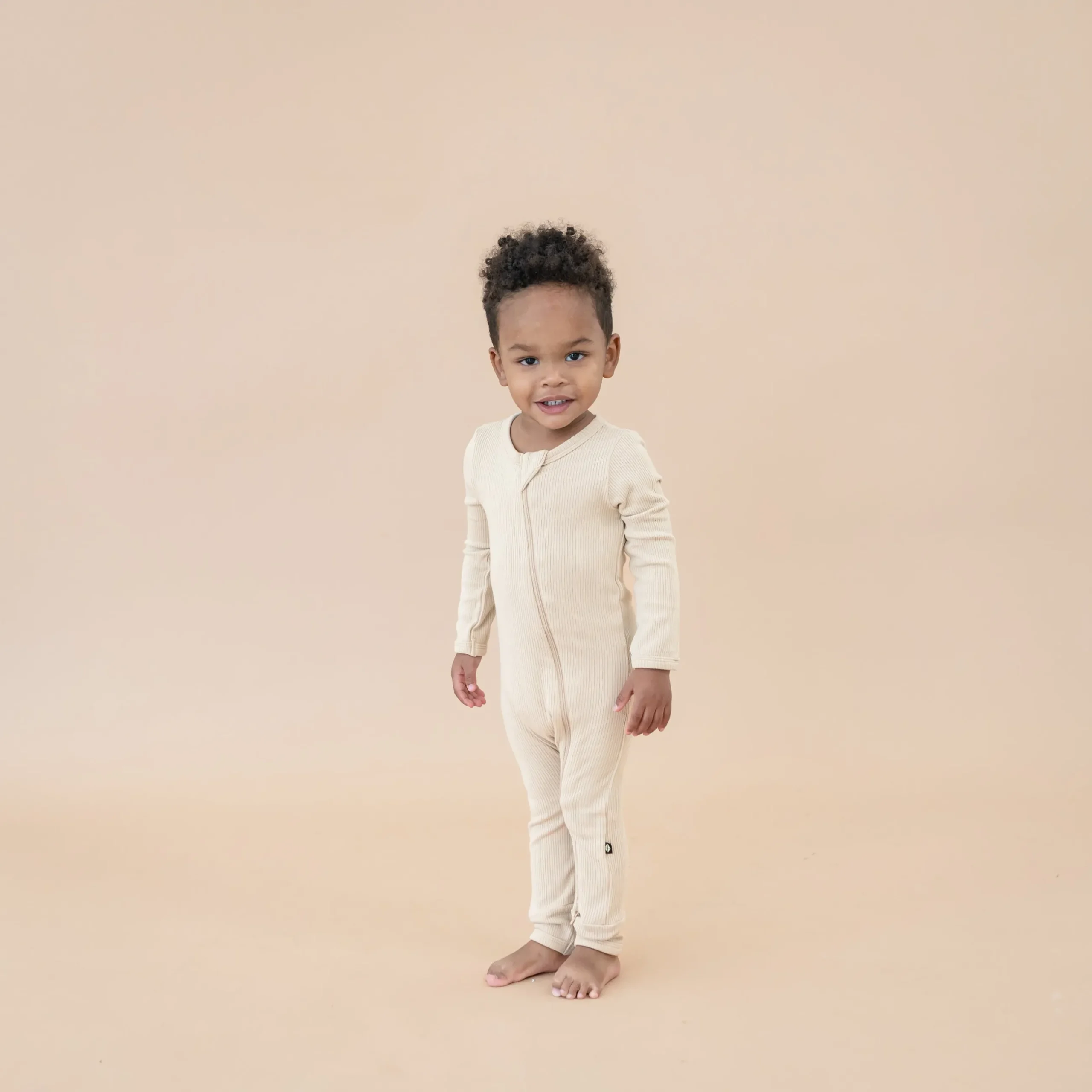 Sale Kyte Baby Ribbed Zipper Romper in Bisque