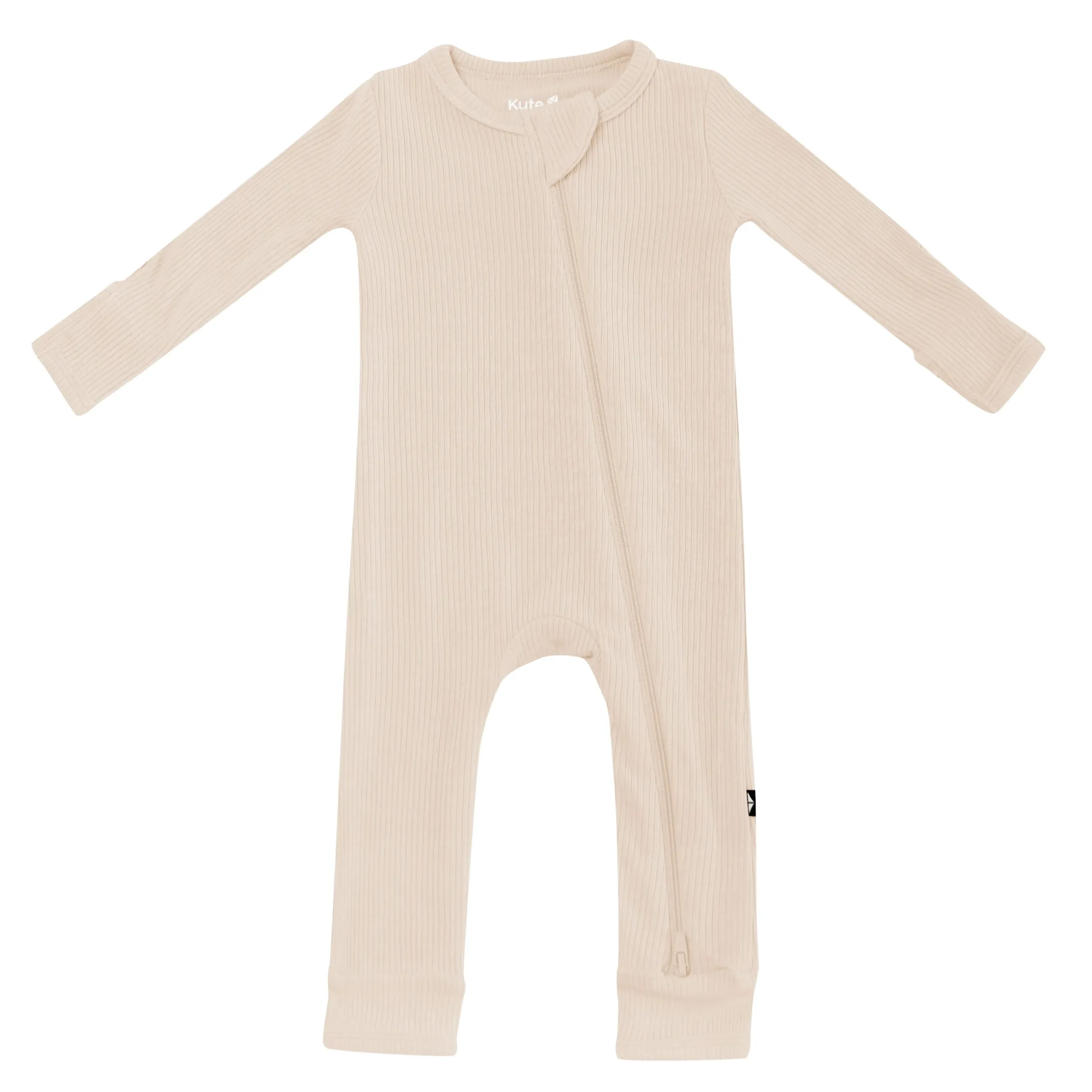 Sale Kyte Baby Ribbed Zipper Romper in Bisque