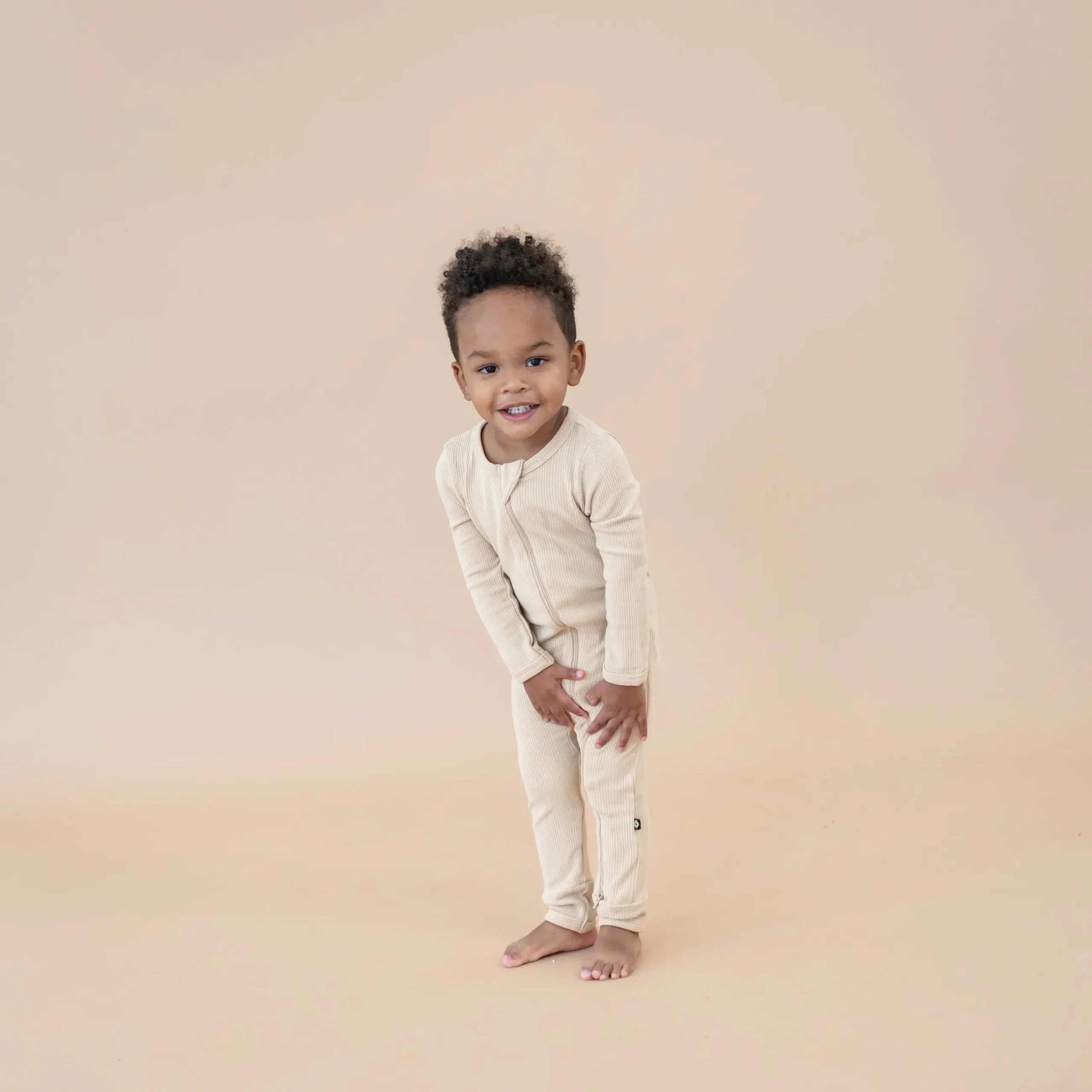 Sale Kyte Baby Ribbed Zipper Romper in Bisque