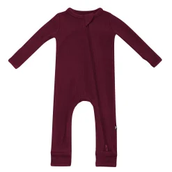 Sale Kyte Baby Ribbed Zipper Romper in Burgundy