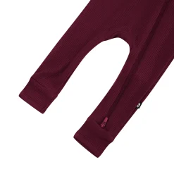 Sale Kyte Baby Ribbed Zipper Romper in Burgundy