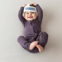 Clearance Kyte Baby Ribbed Zipper Romper in Currant