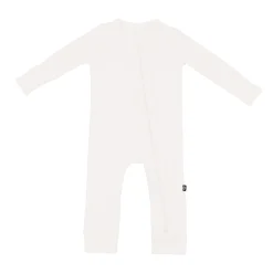 Hot Kyte Baby Ribbed Zipper Romper in Cloud