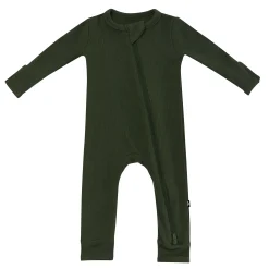 New Kyte Baby Ribbed Zipper Romper in Fir