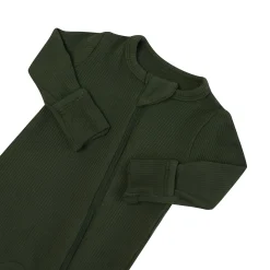 New Kyte Baby Ribbed Zipper Romper in Fir