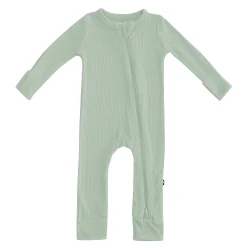 Clearance Kyte Baby Ribbed Zipper Romper in Thyme