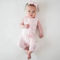 Sale Kyte Baby Ribbed Zippered Sleeveless Romper in Sakura