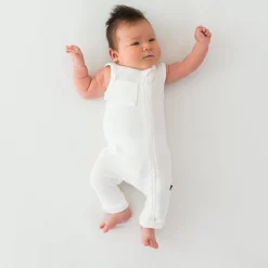 New Kyte Baby Ribbed Zippered Sleeveless Romper in Cloud
