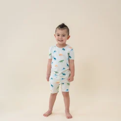 New Kyte Baby Short Sleeve Pajamas in Ecru Roar