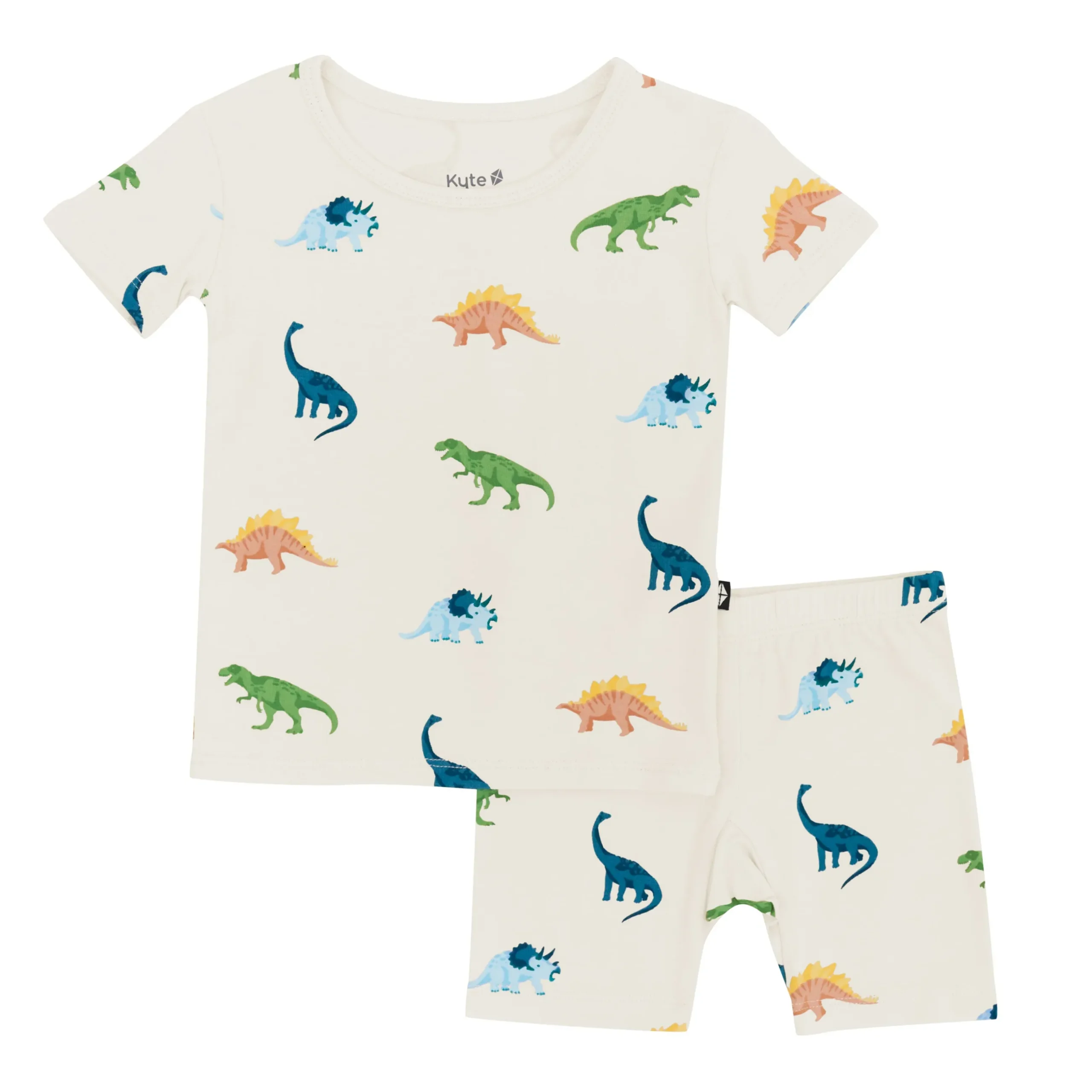 New Kyte Baby Short Sleeve Pajamas in Ecru Roar
