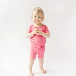 Hot Kyte Baby Short Sleeve Pajamas in Guava