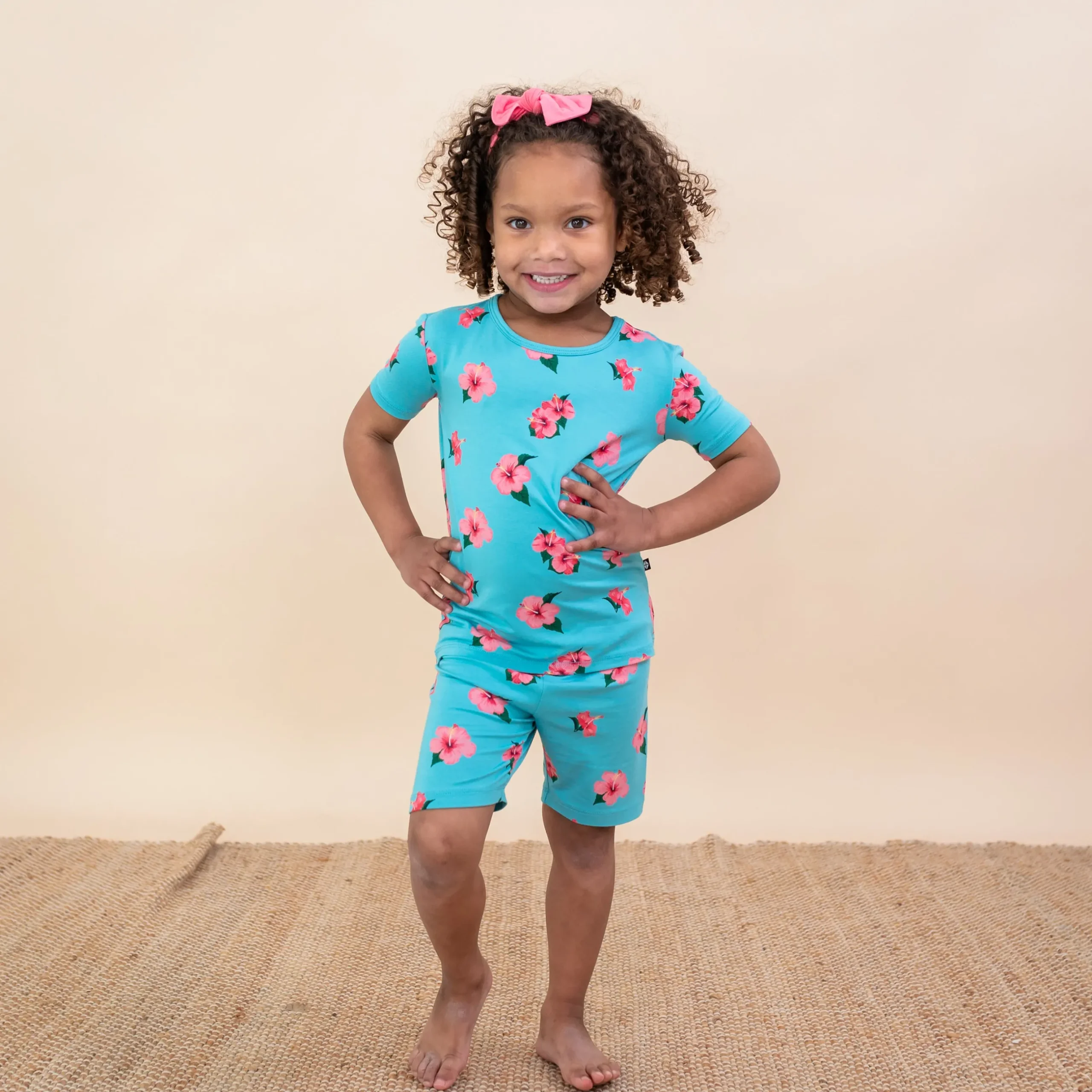 New Kyte Baby Short Sleeve Pajamas in Hibiscus