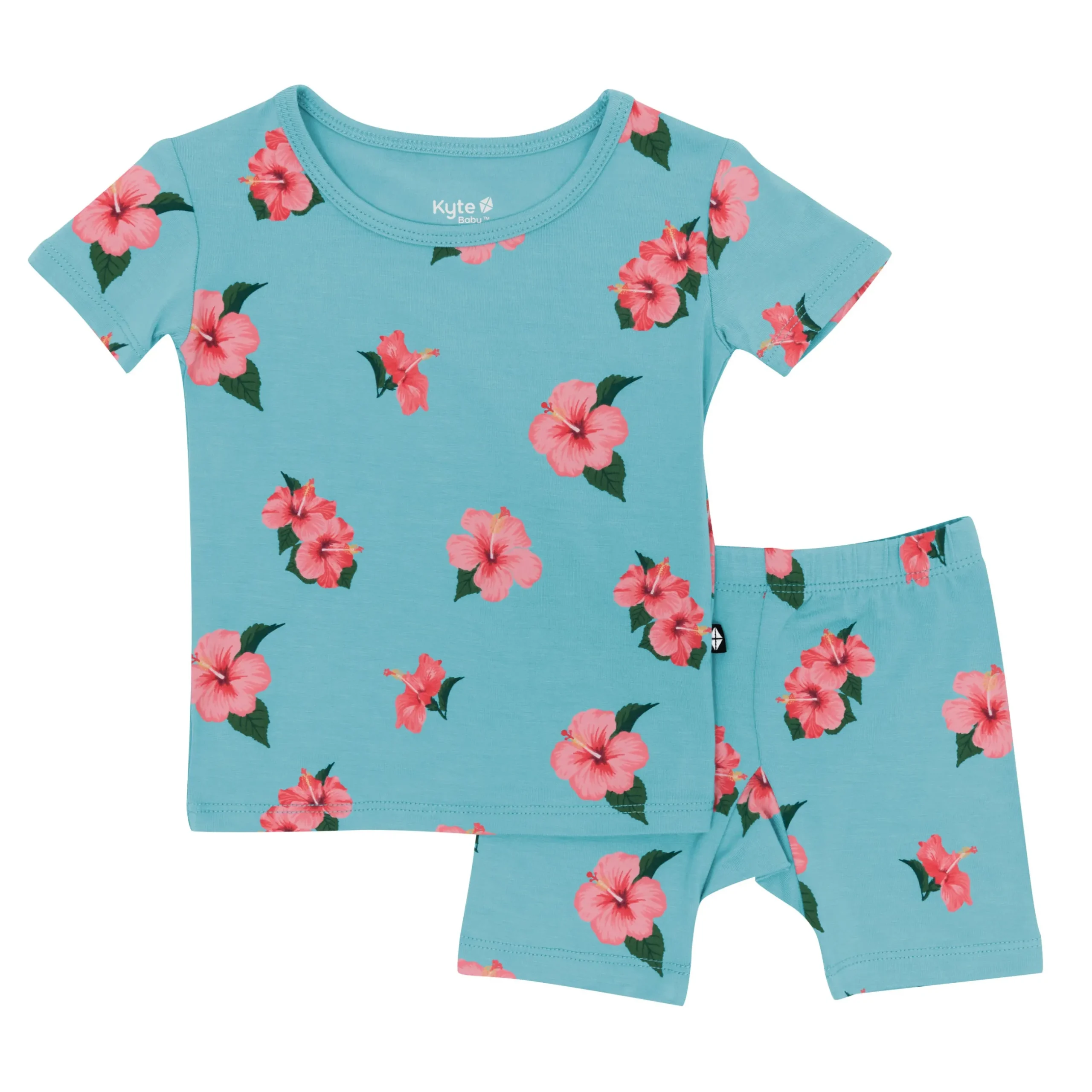 New Kyte Baby Short Sleeve Pajamas in Hibiscus