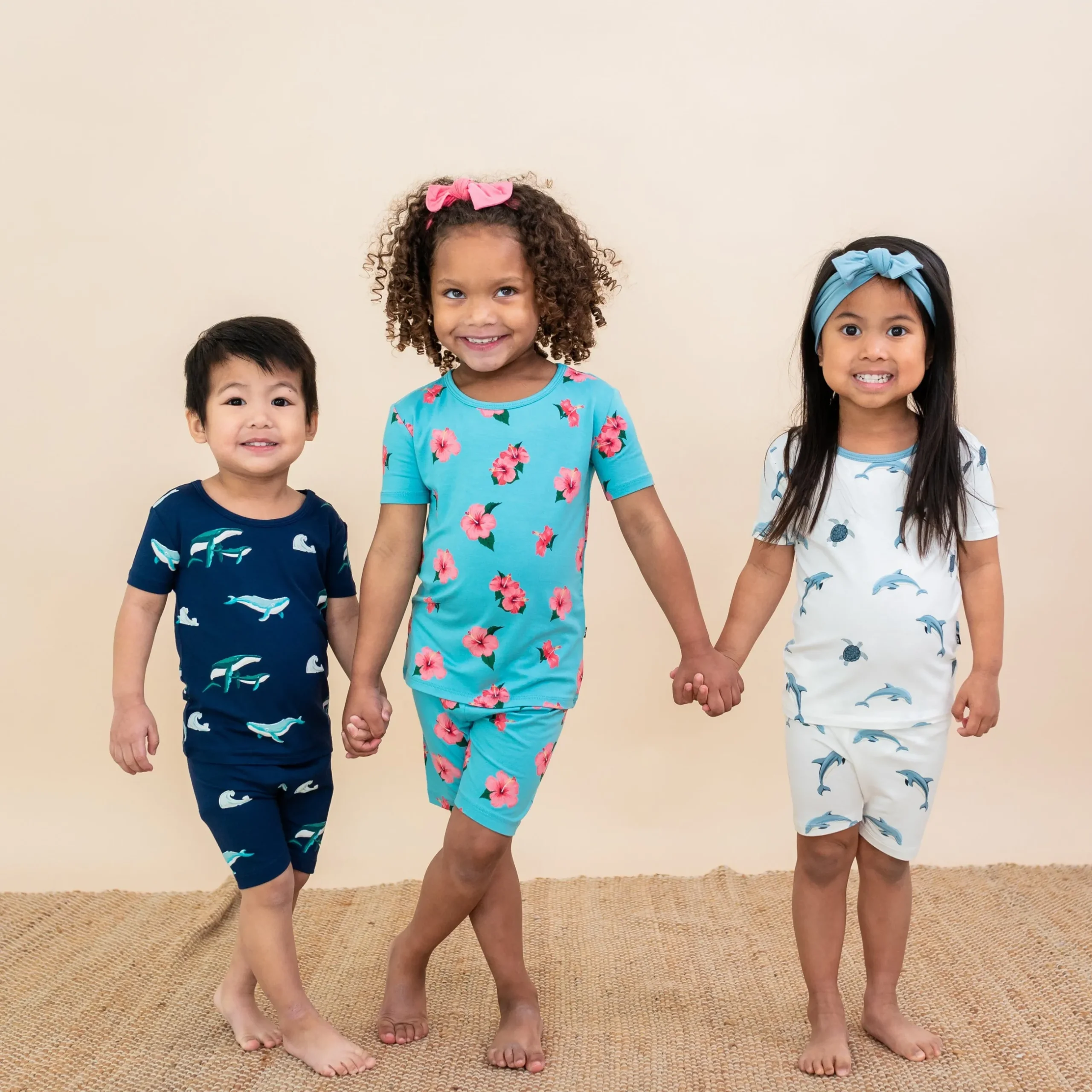 New Kyte Baby Short Sleeve Pajamas in Hibiscus
