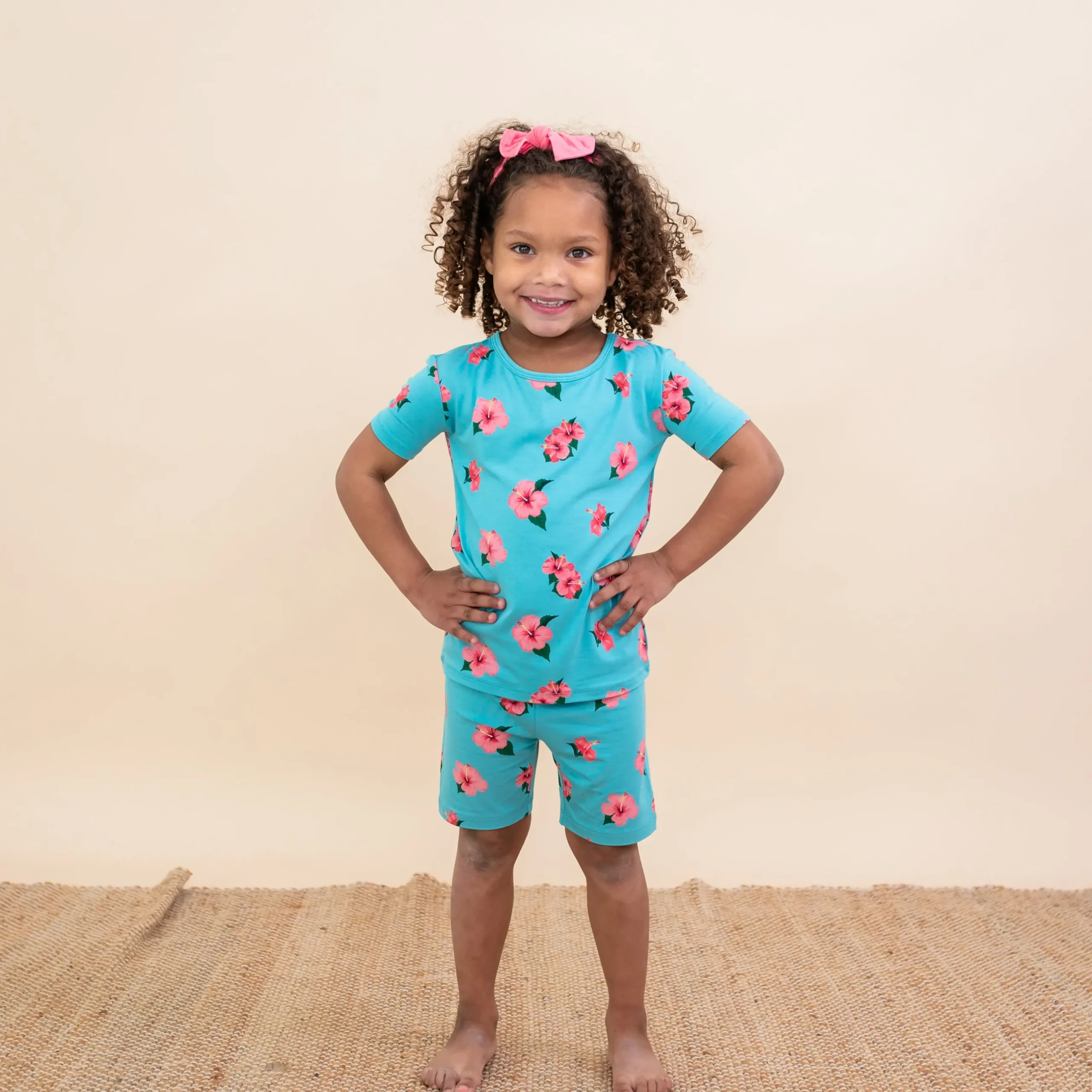 New Kyte Baby Short Sleeve Pajamas in Hibiscus